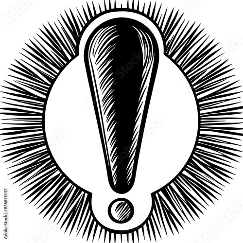 Sketch hand drawing of a exclamation mark symbol vector