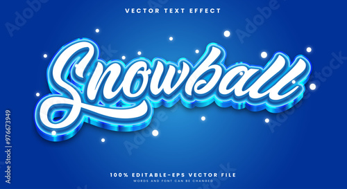 Snowball 3D editable text effect template Suitable for Snow Style