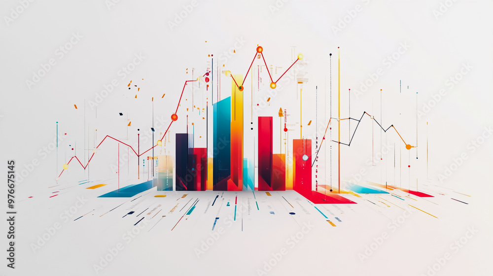 Abstract white background with Colorful charts and graphs with statistics to innovative analyze business potential and forecast future development of companies growth. Abstract white background with Colorful charts and graphs with statistics to innovative analyze business potential and forecast future development of companies growth.