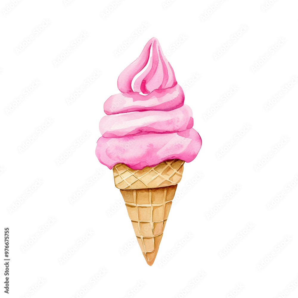 Delicious pink swirl ice cream cone on a black background Delicious pink swirl ice cream cone on a black background