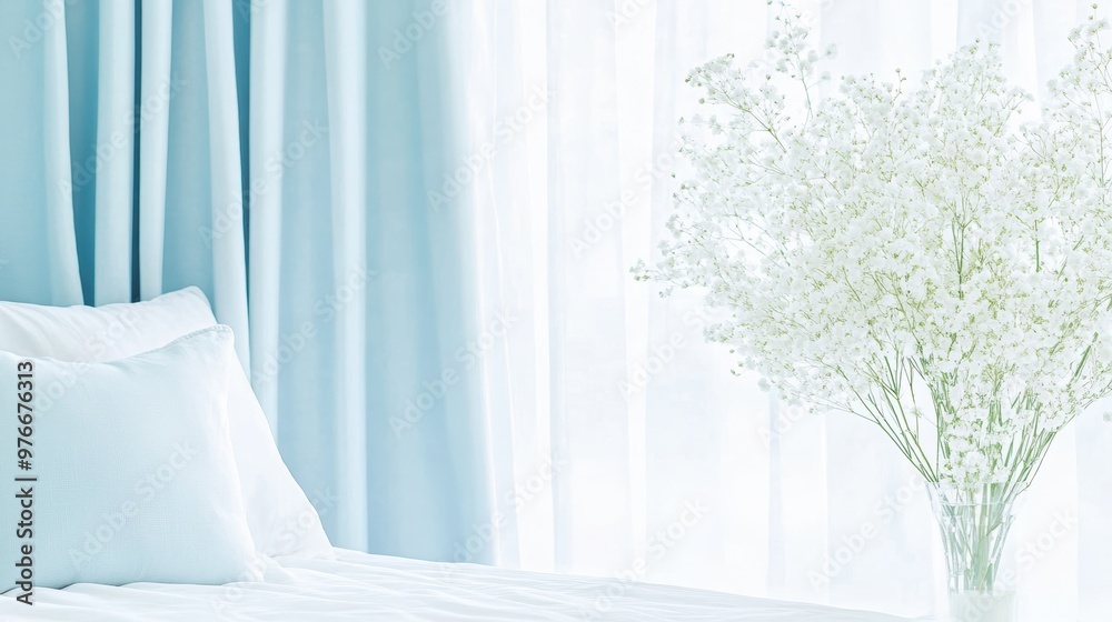 Bright white minimalist bedroom with soft pillows and a duvet, featuring large windows with a cityscape view and natural light. Bright white minimalist bedroom with soft pillows and a duvet, featuring large windows with a cityscape view and natural light.