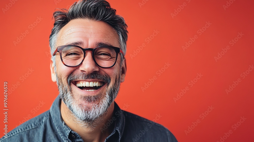 A man with graying hair and a beard is smiling. A man with graying hair and a beard is smiling.