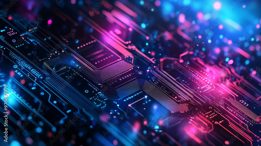 Concept of quantum computer technologies with a futuristic blue circuit board background.Features modern technology circuit board texture and wave flow elements, depicting quantum explosion technology Concept of quantum computer technologies with a futuristic blue circuit board background.Features modern technology circuit board texture and wave flow elements, depicting quantum explosion technology
