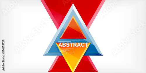 Abstract background - colorful triangles with 3d effect. Vector Illustration For Wallpaper, Banner, Background, Card, Book Illustration, landing page