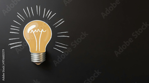 A light bulb chalk drawing on a blackboard with motivational words like Idea, Inspire, and Create surrounding it, enhancing a classroom or office vibe