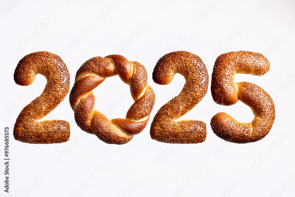Turkish bagel simit isolated. featuring Turkish bagel simit arranged to form the numbers Turkish bagel simit isolated. featuring Turkish bagel simit arranged to form the numbers