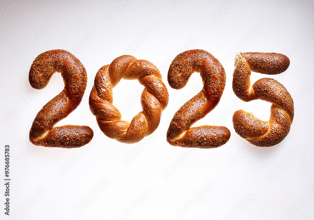 Turkish bagel simit isolated. featuring Turkish bagel simit arranged to form the numbers Turkish bagel simit isolated. featuring Turkish bagel simit arranged to form the numbers