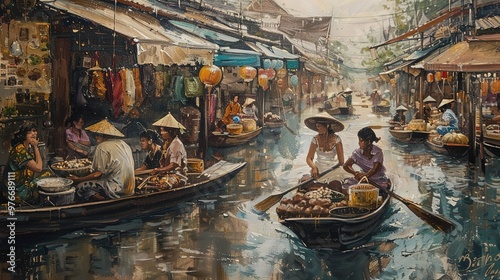 Thai floating market wallpaper