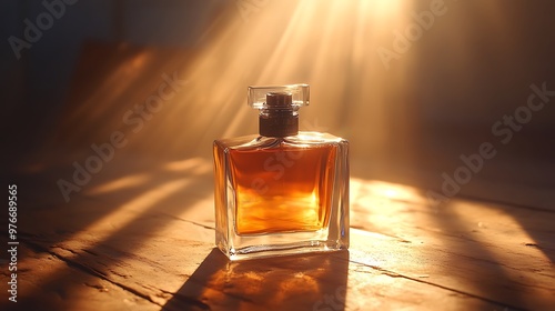 Elegant Perfume Bottle in Golden Light
