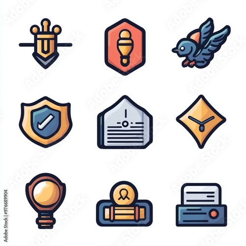 Colorful Flat Design Icons Set   Business  Technology  Success   Social Media  Communication