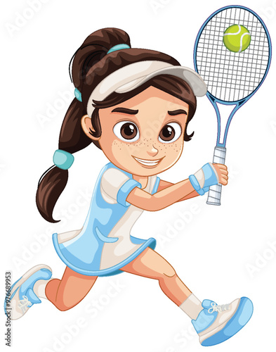 Young Girl Playing Tennis