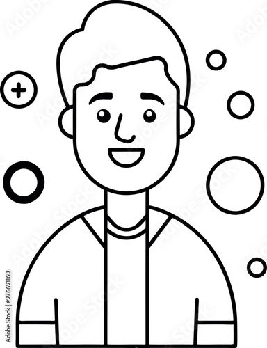 Security line drawing a man icon vector illustrations royalty free image