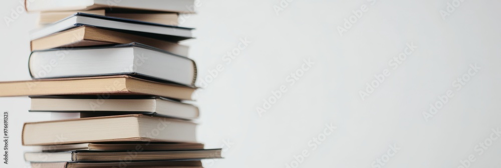 A simple yet evocative image of a stack of books against a plain white background, representing knowledge, education, and the timeless love for reading and learning. A simple yet evocative image of a stack of books against a plain white background, representing knowledge, education, and the timeless love for reading and learning.