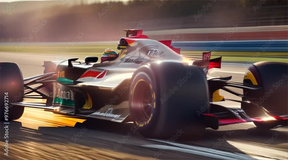 Generic red racing cars moving at high speed with motion blur on the race track. powerful race cars racing past an empty grandstand in sleek and aerodynamic. Generic red racing cars moving at high speed with motion blur on the race track. powerful race cars racing past an empty grandstand in sleek and aerodynamic.