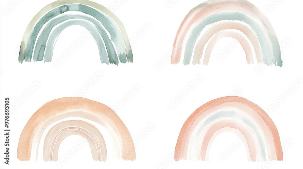 Obraz premium Watercolor Rainbow Set.