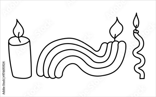 Hand-Drawn Coloring Collection Cozy Candles of Vector Illustrations