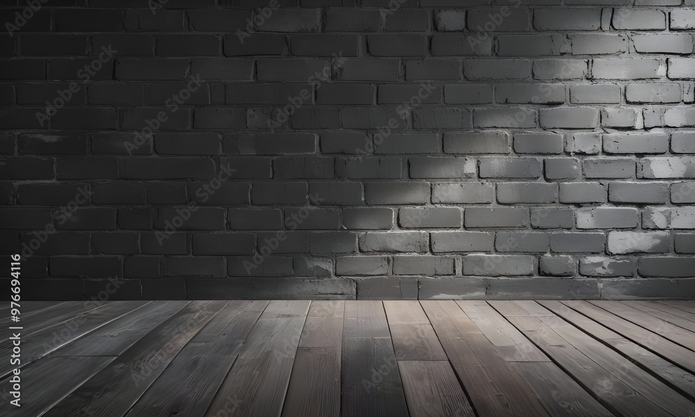 Fototapeta premium Shadowed Brick Wall and Wooden Floor Texture