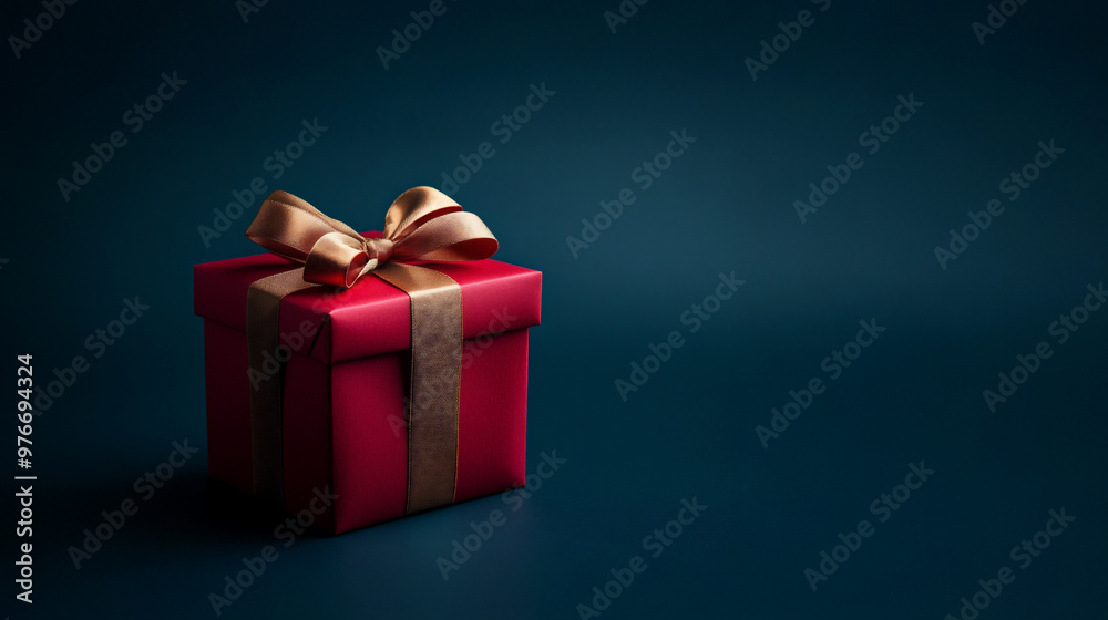 Obraz premium 赤色にゴールドのリボンをかけたプレゼントの箱