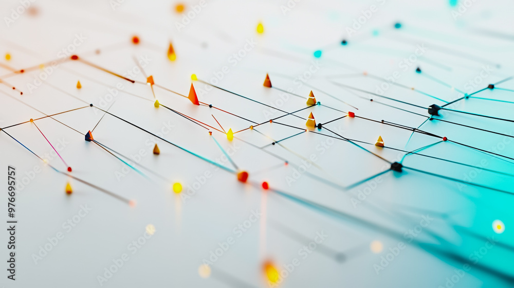 Abstract white background with Colorful geometric and circle lines. Digital future technology . Abstract business connection of lines from nodes innovation of communication in the network. Abstract white background with Colorful geometric and circle lines. Digital future technology . Abstract business connection of lines from nodes innovation of communication in the network.