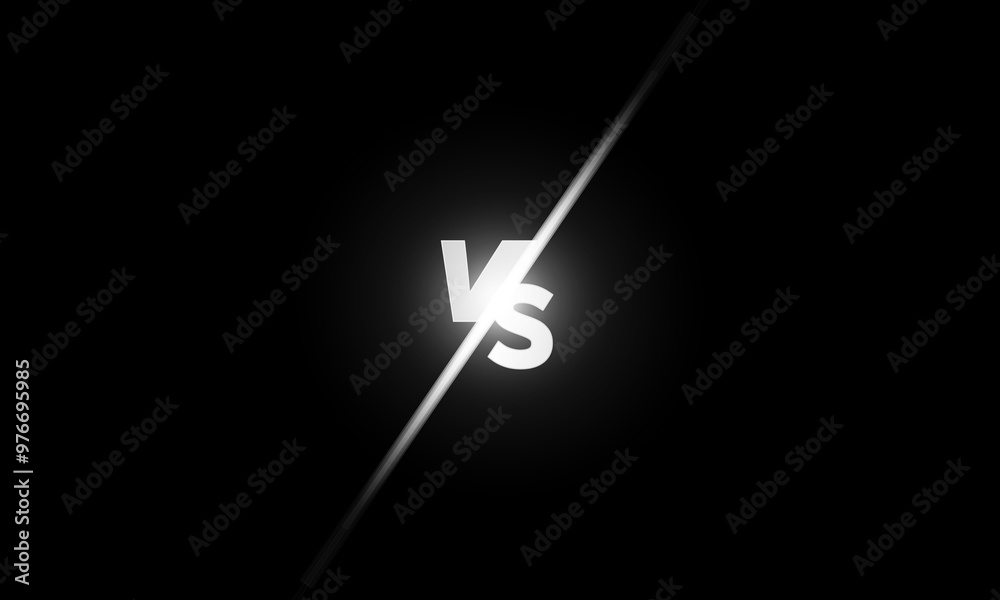 Fototapeta premium Versus background with thunderstorm effect. VS screen for sport games, match, tournament, martial arts, sport banner. lightning with flashes of light. Vector illumination