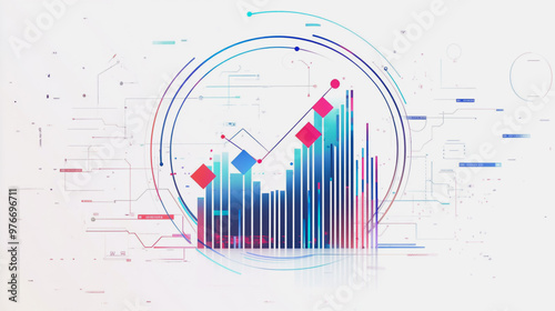 Abstract white background with Colorful charts and graphs with statistics to innovative analyze business potential and forecast future development of companies growth.