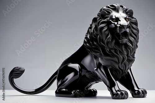 Obsidian lion figurine. Dig...