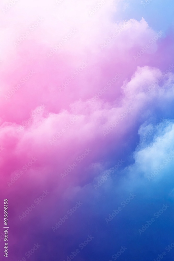 Obraz premium Dreamy clouds blend vibrant pink and blue hues, creating a serene and tranquil atmosphere suitable for various creative projects.