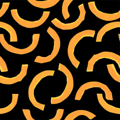 Acrylglasbilder Küchenmuster Kürbisscheiben Herbstmuster in Schwarz Orange  © Ramziia