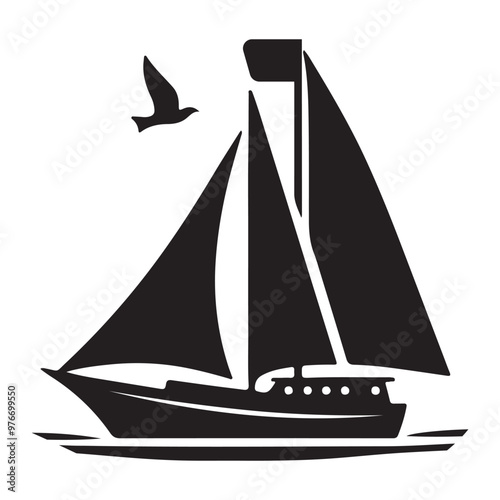 Sailboat silhouette vector icon art, boat logo graphic illustration design.