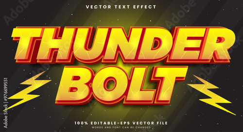 Thunder Bolt editable text effect Template with electric text style theme