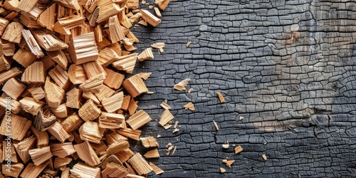 Chopped beech wood logs processed for use as kindling to ignite a fire and offer extra warmth.