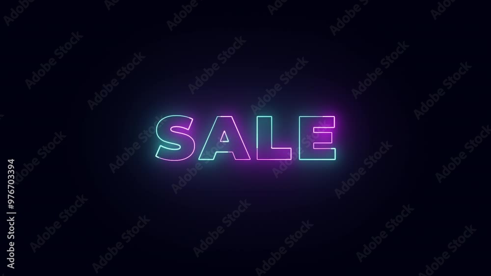 Sale neon glow text typography animation 4k video Sale neon glow text typography animation 4k video