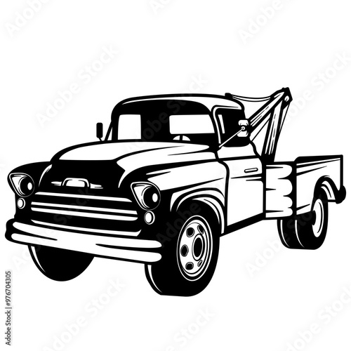 Towing Truck | Tow Truck Driver | Towing Crew | Tow Truck Owner | Towing Equipment | Towing Service | Tow Trucker | Skilled Driver | Original Illustration | Vector and Clipart | Cutfile and Stencil