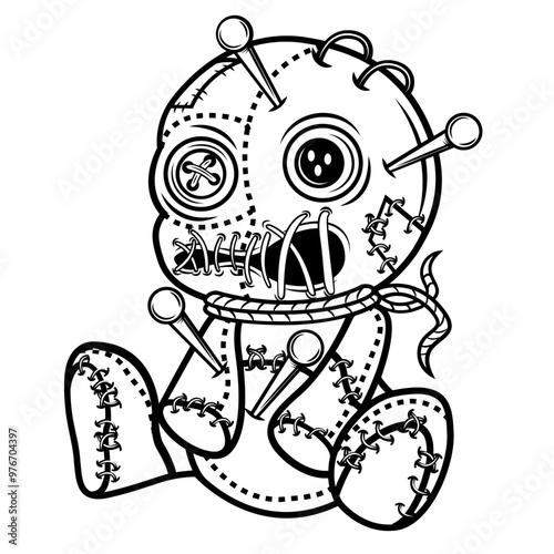 Voodoo Doll | Spooky Doll | Stitched Doll | Witch Doctor Doll | Sorcerer | Voodoo | Curse Doll | Black Magic | Original Illustration | Vector and Clipart | Cutfile and Stencil