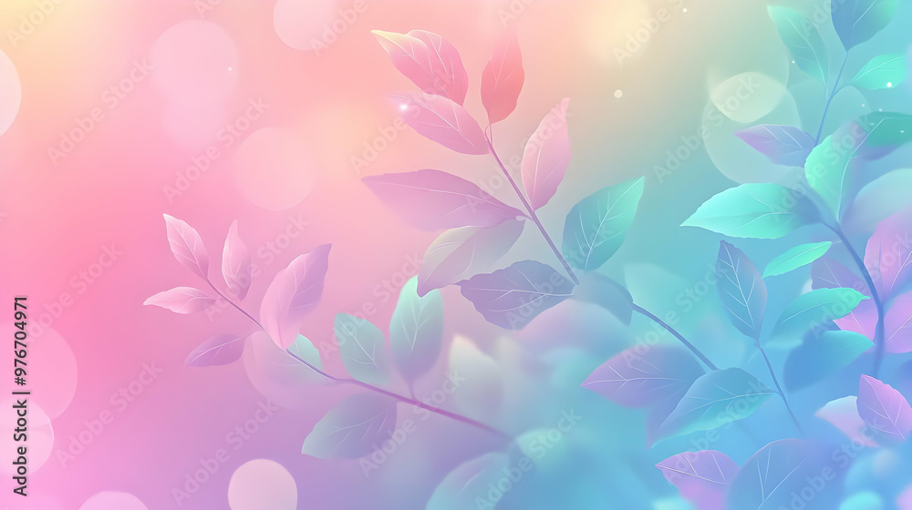 Pastel Leaves Abstract Background Design with Soft Bokeh Pastel Leaves Abstract Background Design with Soft Bokeh