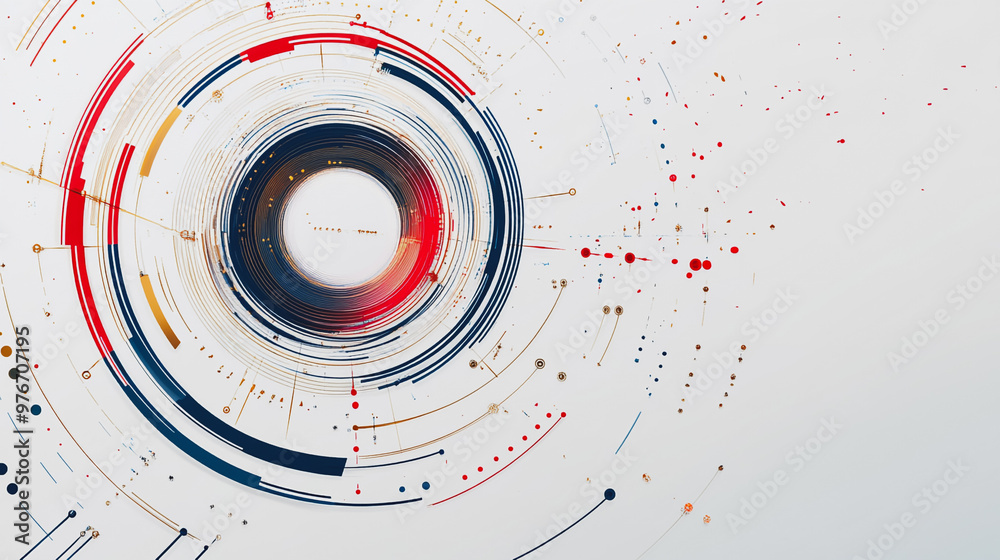 Abstract white background with Colorful circle lines. Digital future technology . Abstract business connection of lines from nodes innovation of communication in the network. Abstract white background with Colorful circle lines. Digital future technology . Abstract business connection of lines from nodes innovation of communication in the network.