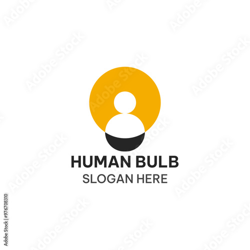 Human bulb logo template in simple flat style. Creative people vector illustration