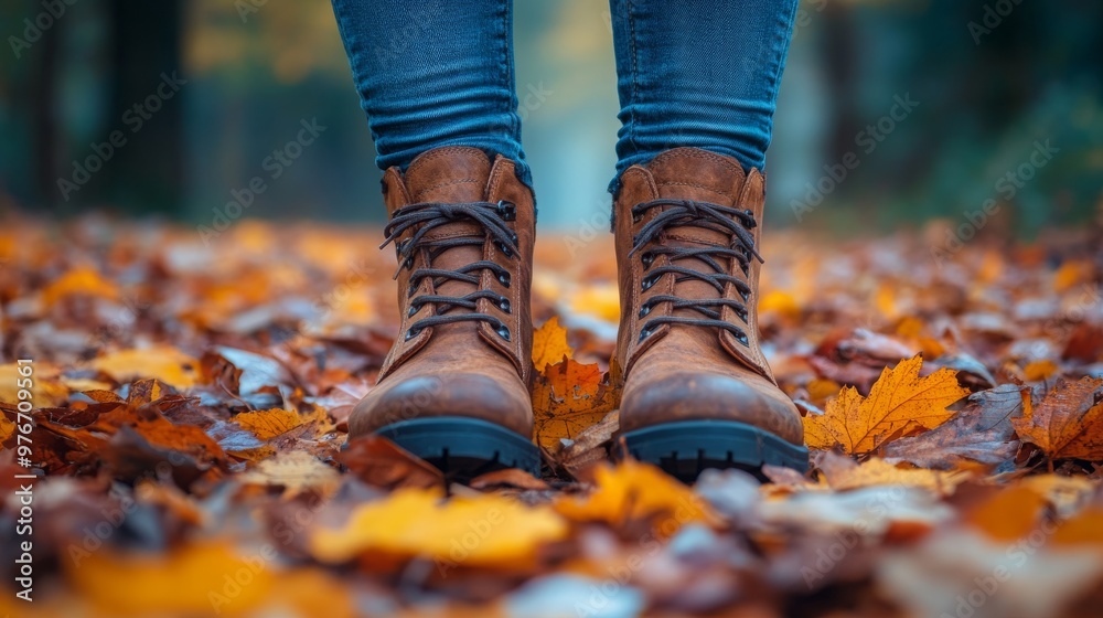 boots on autumn leaves boots on autumn leaves