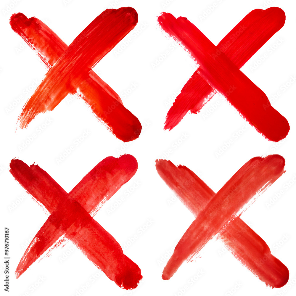 Bold hand painted red X cross mark rough brush strokes transparent background, disapproval, choice, mistake, error, cancel incorrect symbol. Bold hand painted red X cross mark rough brush strokes transparent background, disapproval, choice, mistake, error, cancel incorrect symbol.