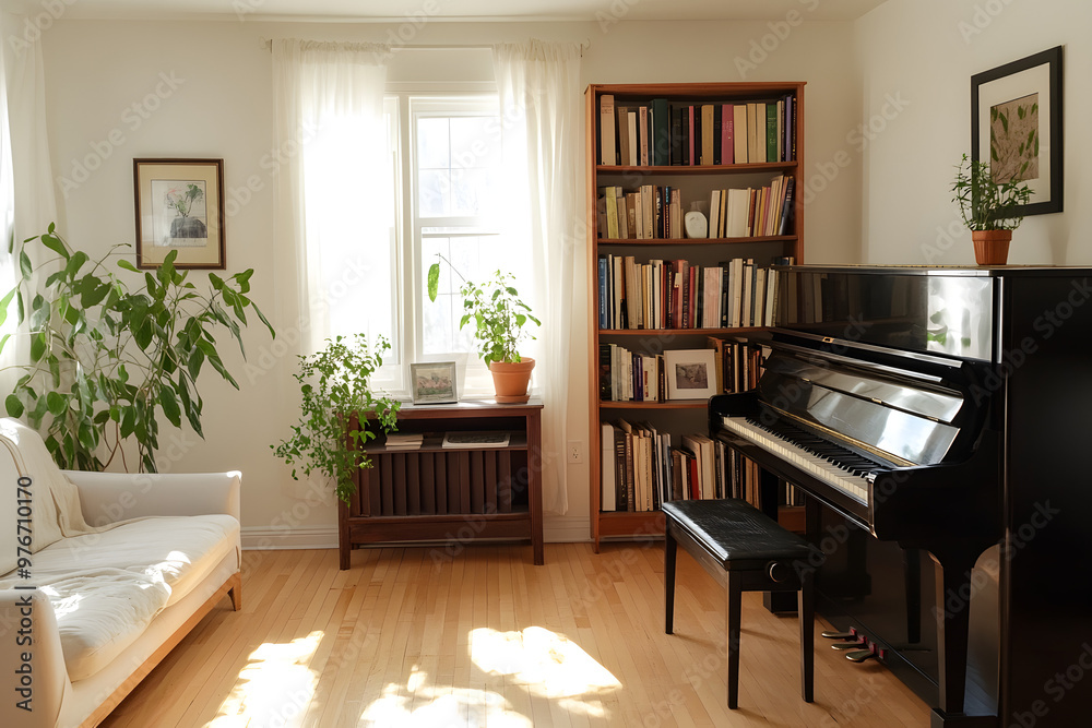 Middle-Class Suburban Sitting Room with Boho Style