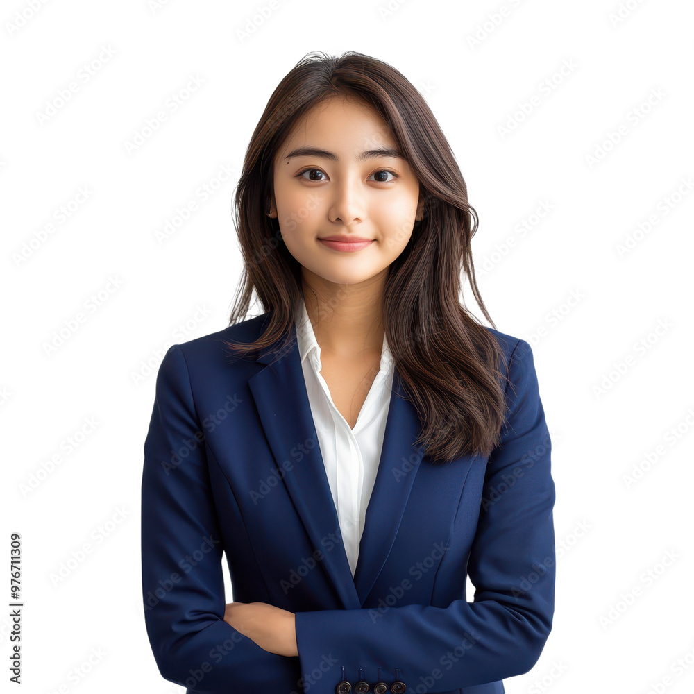 Professional portrait of a young Asian woman, smiling, isolated on white background Professional portrait of a young Asian woman, smiling, isolated on white background