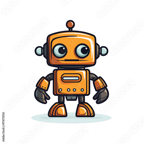 orange man robot transparent background