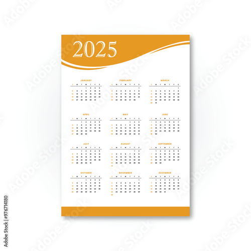2025 New year Simple calendar template vector illustration