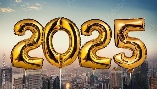 Write Welcome happy new year 2025 on balloons