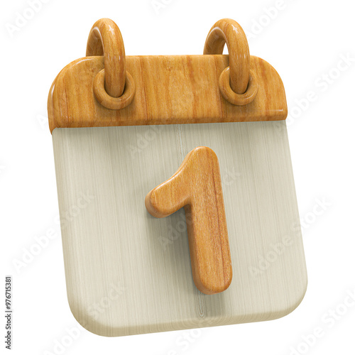 Fototapeta Naklejka Na Ścianę i Meble -  1st Day Calendar Wood 3D Render