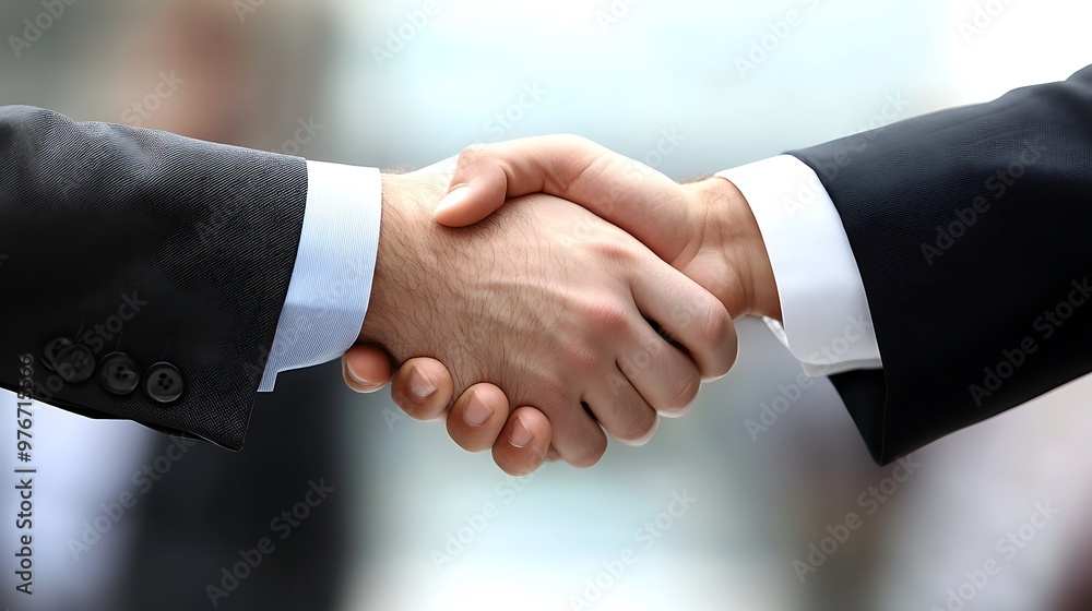 Executives engaged in a handshake, illustrating partnership in a business setting, with clear area for copy. Executives engaged in a handshake, illustrating partnership in a business setting, with clear area for copy.