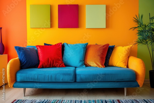 Colorful of living room, interior with sofa