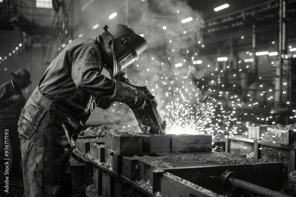 The workers in the steel plant are working The workers in the steel plant are working