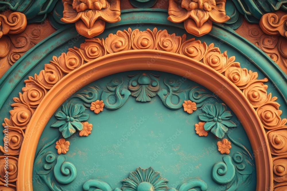 The blue and gold design on the archway is very intricate and detailed The blue and gold design on the archway is very intricate and detailed