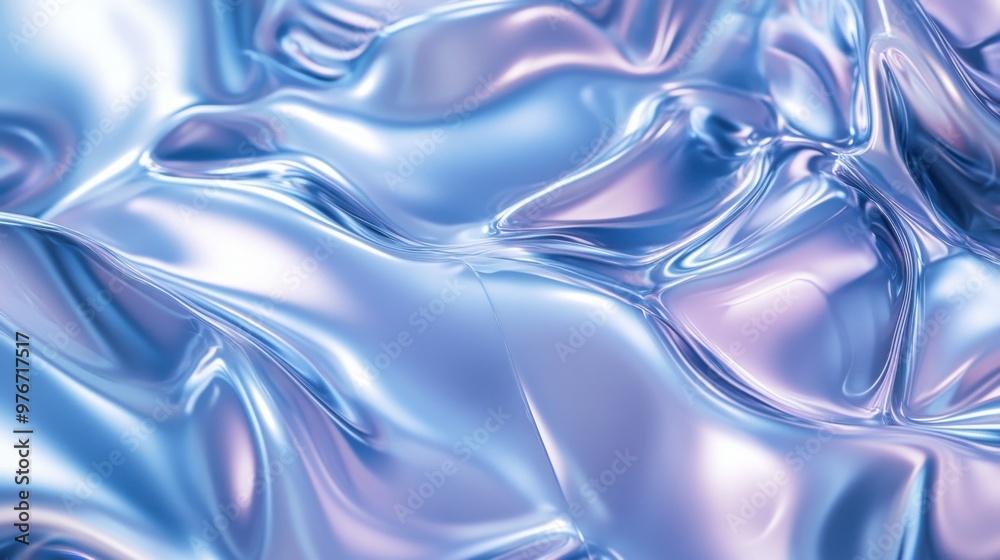 Abstract close-up of iridescent metallic fabric with fluid folds and smooth textures Abstract close-up of iridescent metallic fabric with fluid folds and smooth textures